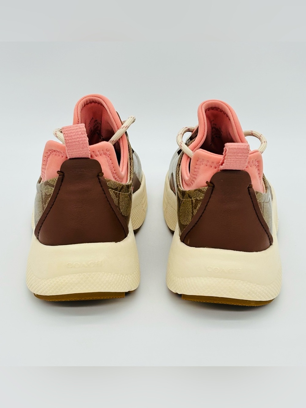 Coach C270 Tech Runner Sneakers Womens 7B Signature Monogram Pink Chunky Shoes - Picture 5 of 16